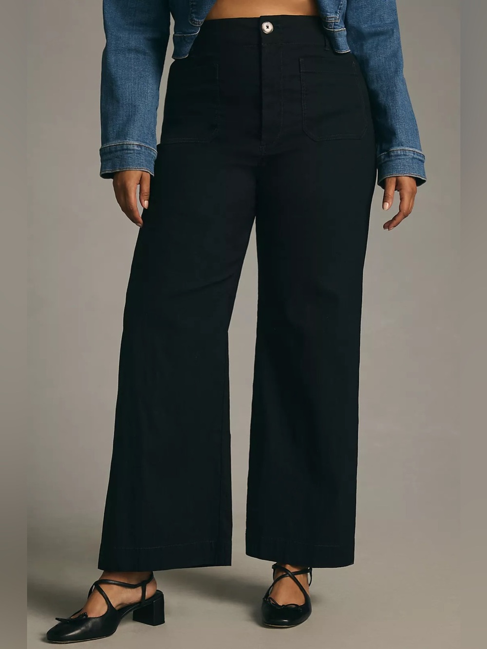 Maeve Colette High-Rise Wide-Leg Full-Length Pants Magic Fabric Sz 34 EUC black - Picture 2 of 10